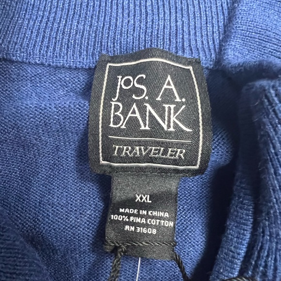 Jos A Bank Traveler NWT Blue 1/4 Zip Pima Cotton Sweater XXL - Picture 3 of 5
